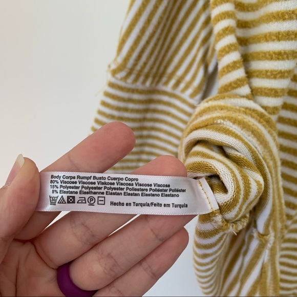 Saturday Sunday Anthropologie yellow cowl neck striped wrap top XS - Picture 6 of 6